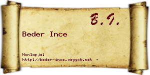 Beder Ince névjegykártya